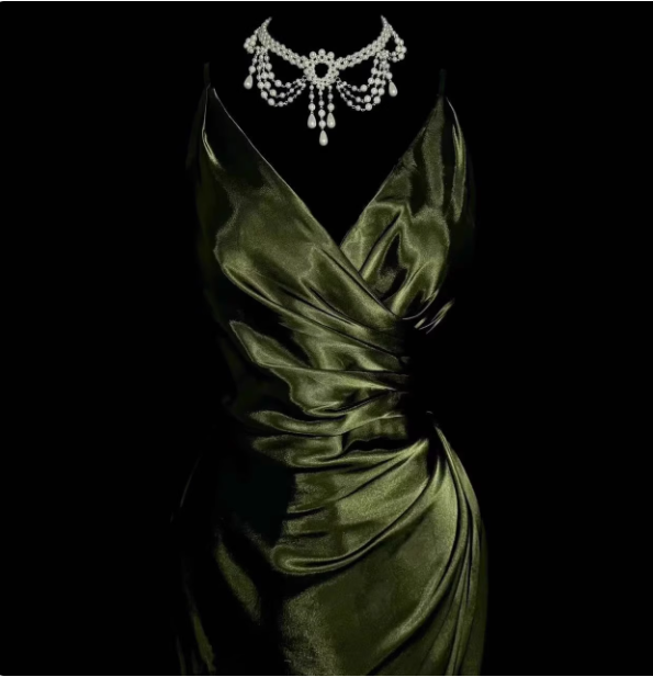Elegant Dark Green Spaghetti Strap V-Neck Ruched Satin Long Prom Dress Evening Dress