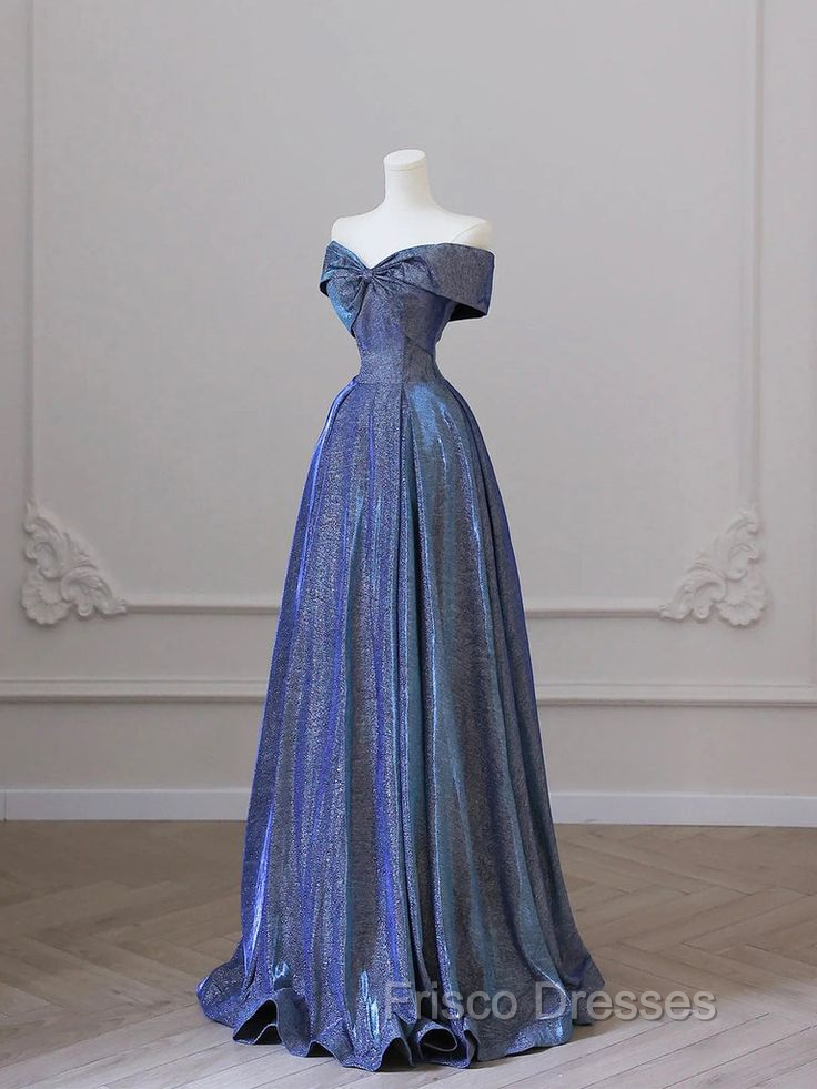 Elegant Deep Blue Bow-neck Pleated Formal Prom Dress Secondary image