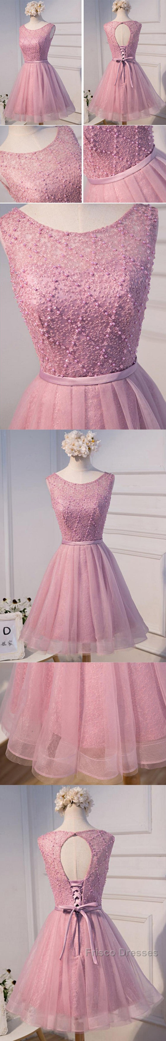 Elegant Diamond Beads Lace Organza Sleeveless Scoop Neckline Lace Up Back For Teen Lovely Homecoming Dress