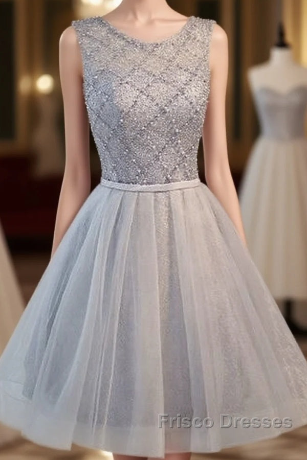 Elegant Diamond Beads Lace Organza Sleeveless Scoop Neckline Lace Up Back For Teen Lovely Homecoming Dress Main image