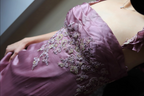 Elegant Dusty Rose Square Neck Spaghetti Strap Embroidered Ruffle Satin Long Prom Dress Evening Dress