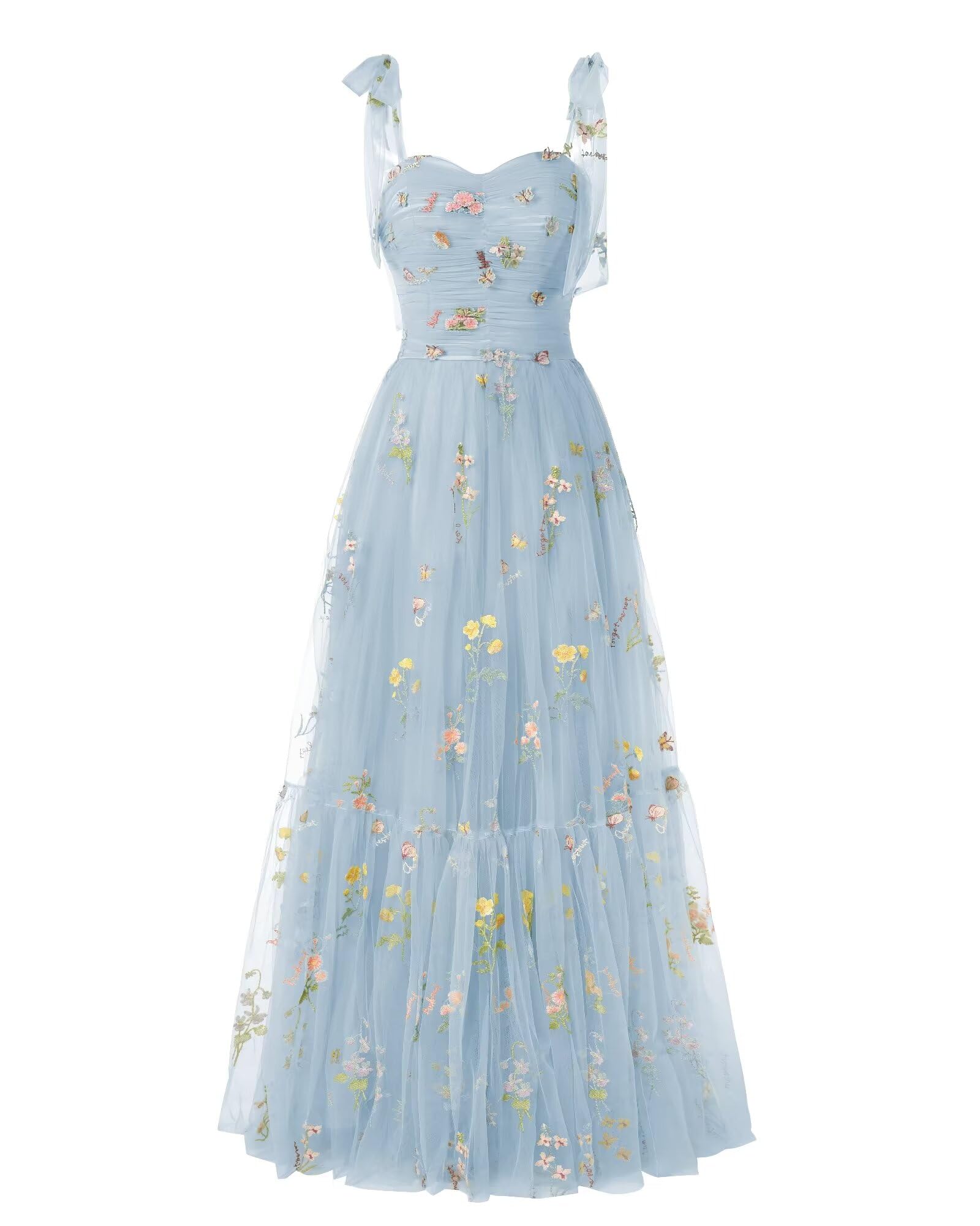 Elegant Embroidery Blue Prom Dresses Sweetheart Spaghetti Straps A Line Party Dress Long Simple Formal Dress Main image