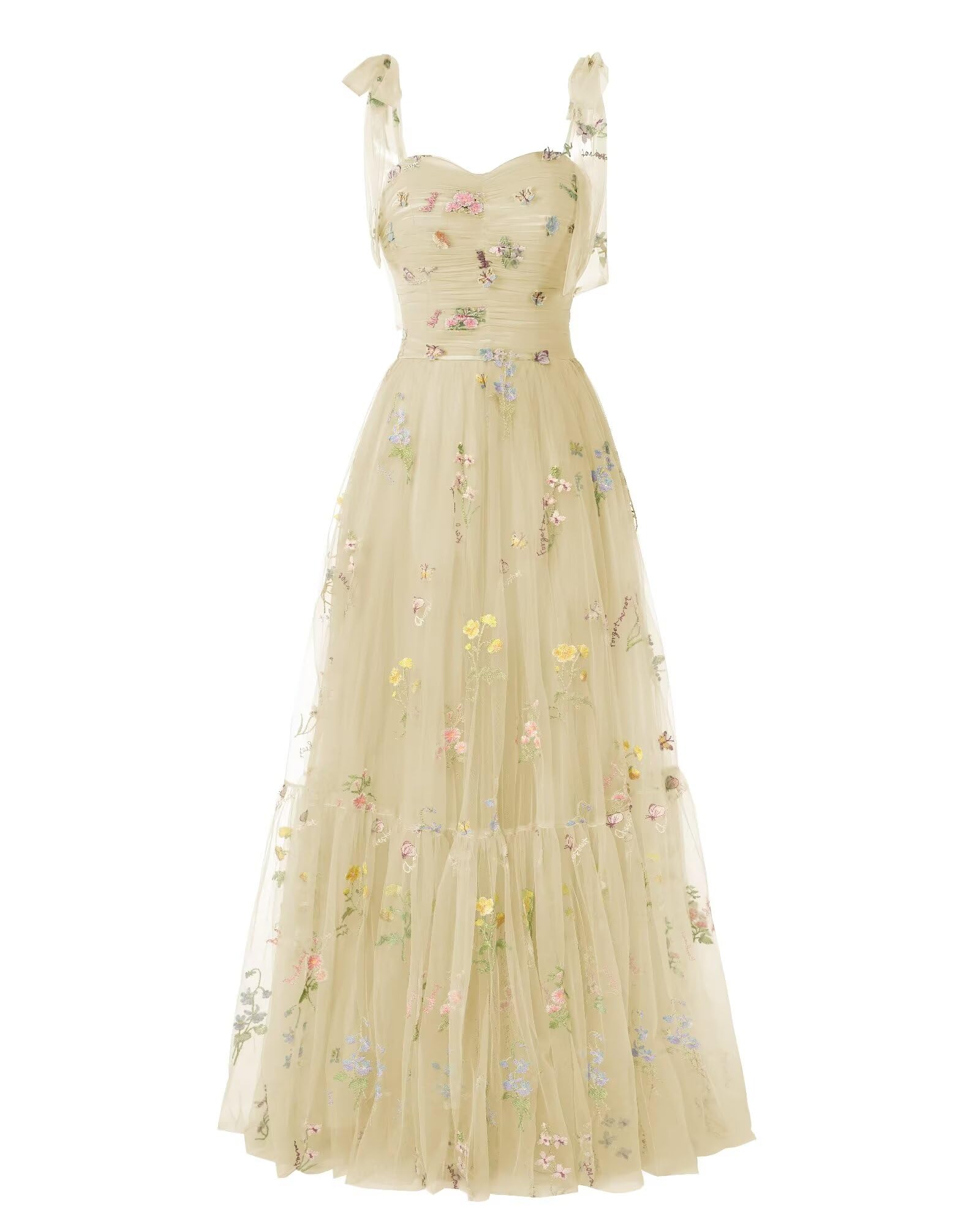 Elegant Embroidery Champagne Prom Dresses Sweetheart Spaghetti Straps A Line Party Dress Long Simple Formal Dress Main image