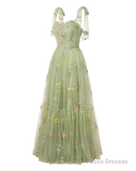 Elegant Embroidery Peacock Prom Dresses Sweetheart Spaghetti Straps A Line Party Dress Long Simple Formal Dress