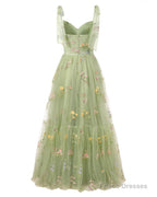 Elegant Embroidery Peacock Prom Dresses Sweetheart Spaghetti Straps A Line Party Dress Long Simple Formal Dress