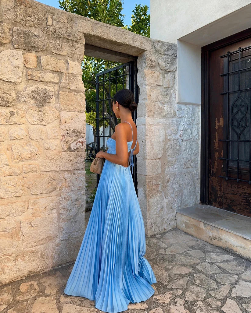 Elegant Engagement Dress Wedding Party Dresses Special Occasion Dress Halter Pleated Floor Length Prom Dress Secondary image