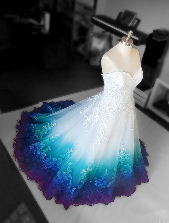 Colorful Ombr¨¦ Wedding Dress Ball Gown Secondary image