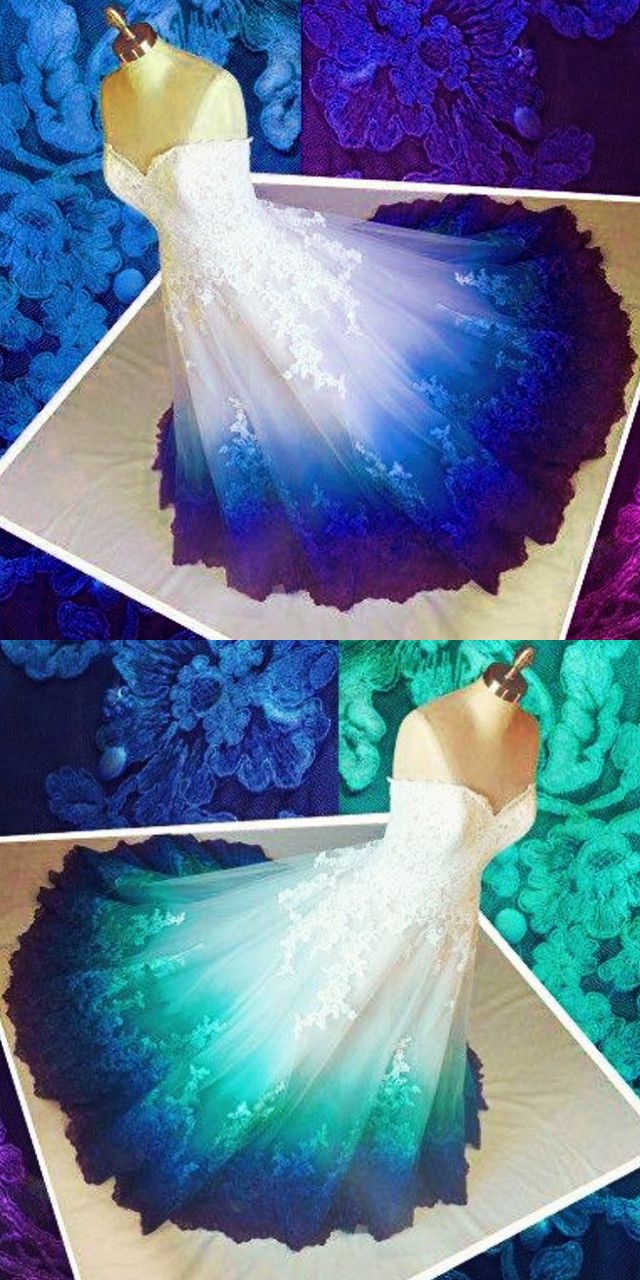 Colorful Ombr¨¦ Wedding Dress Ball Gown
