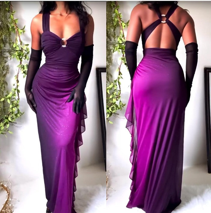 Affordable Dresses Under $160||Elegant Gradient Navy Blue Sheath Spaghetti Straps Sparkling Chiffon  Prom Dress For Party