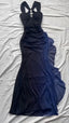 Affordable Dresses Under $160||Elegant Gradient Navy Blue Sheath Spaghetti Straps Sparkling Chiffon  Prom Dress For Party