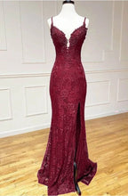 Elegant  Mermaid Formal Dresses Under $170’Å?Charming Grape Spaghetti Straps Applique Long Backless Prom Dress With Slit