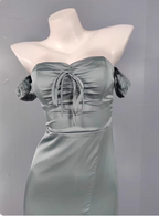 Elegant Gray Green Sweetheart Neckline Slim Slit Satin Long Prom Dress Evening Dress