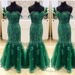 Elegant Green Lace Mermaid Evening Dresses