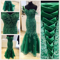 Elegant Green Lace Mermaid Evening Dresses