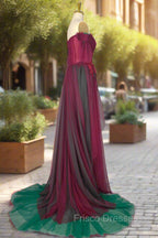 Elegant Green Off The Shoulder Tulle Formal Prom Dress Vintage Formal Prom Gowns