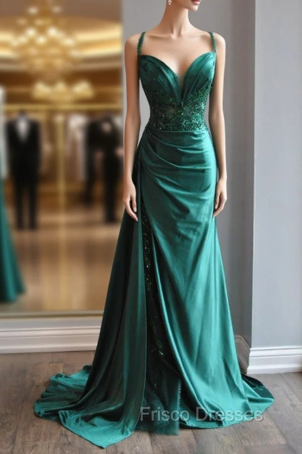 Elegant Green Sweetheart Neck Mermaid Long Formal Prom Dress Gorgeous Formal Evening Dress Main image