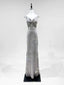 Elegant Grey Mermaid V-Neck Sequined Long Prom Dress Evening Dress