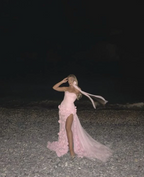 3D Flowers Prom Dresses Strapless Split A-Line Dubai Arabia Women Evening Gowns Formal Special Occasion Dress Vestidos
