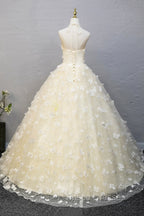 Elegant Halter Neckline Tulle Floor Length Formal Prom Dress, Yellow A-Line Evening Formal Dress