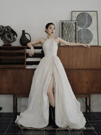 Elegant Halter Satin Long Prom Dress, A-Line Satin Evening Party Dress