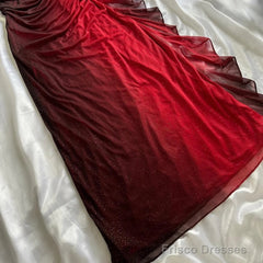 Elegant Halter Straps Ombre Burgundy Long Chiffon Prom Dress