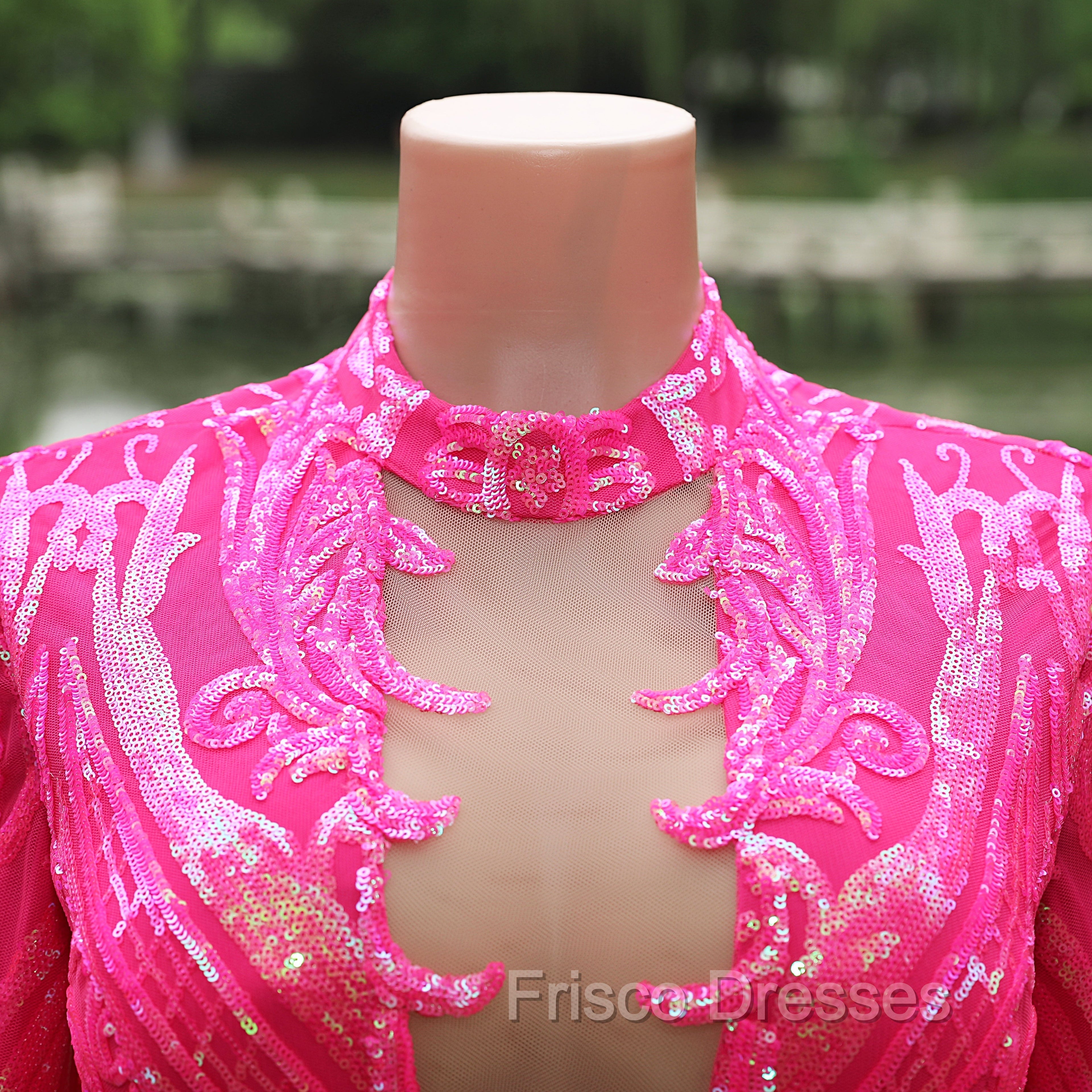 Elegant Hot Pink Mermaid Formal Prom Dress Sequin Evening Party Dress Pageant Dress for Women