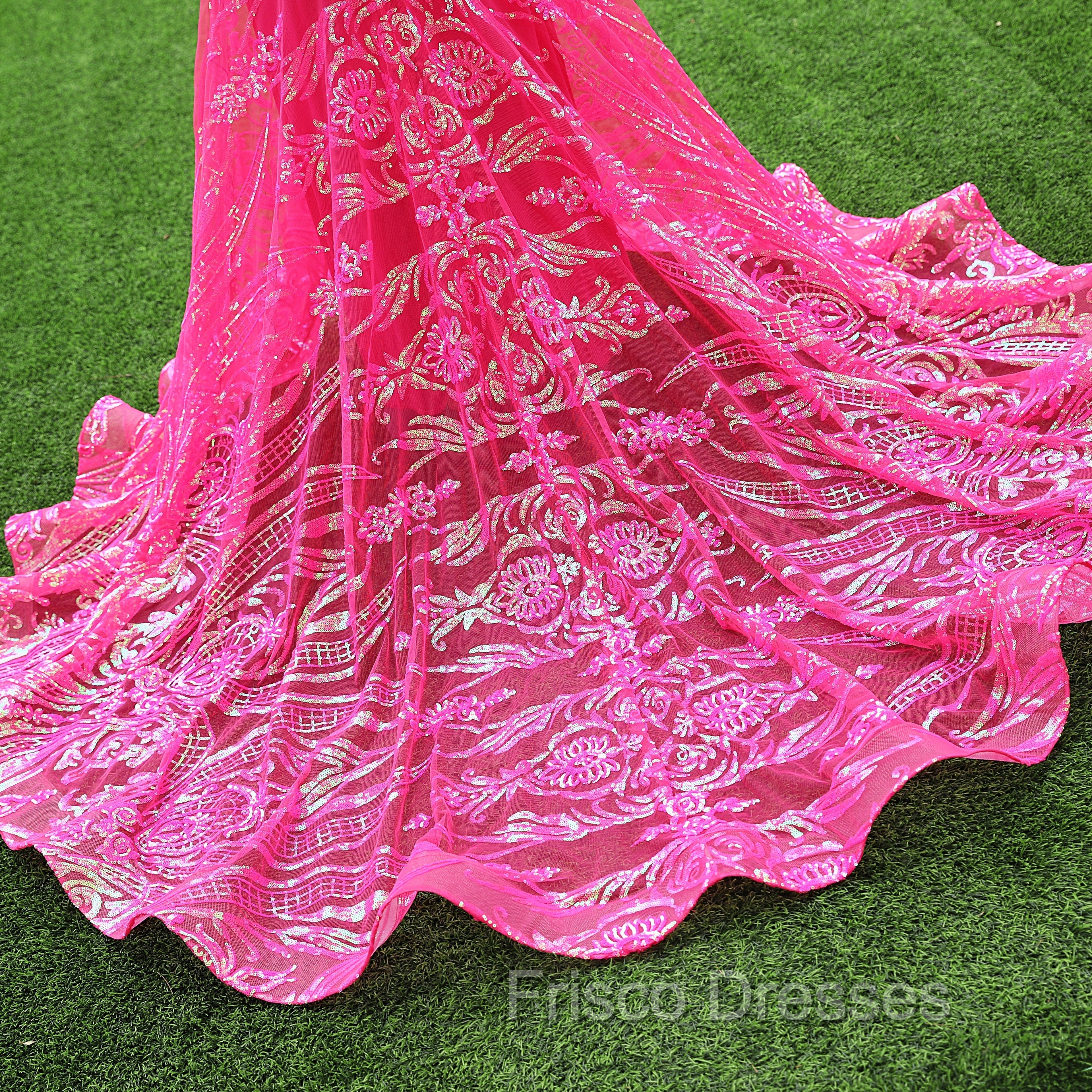 Elegant Hot Pink Mermaid Formal Prom Dress Sequin Evening Party Dress Pageant Dress for Women