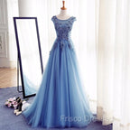Elegant Illusion Sleeveless Lace Appliques A-line Lace-up Formal Prom Party Gowns