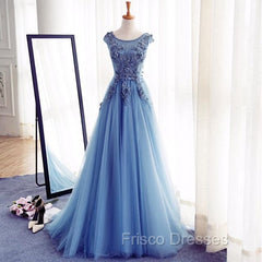 Elegant Illusion Sleeveless Lace Appliques A-line Lace-up Formal Prom Party Gowns
