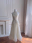 Elegant Ivory A-Line Halter Nack Pearl Pleated Chiffon Prom Dress Evening Dress