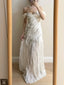 Elegant Ivory Pleated Satin Long Prom Dress Evening Dress