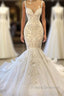 Elegant Ivory Spaghetti straps Sleeveless Mermaid Wedding Dress