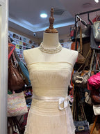 Elegant Ivory Strapless Fitted Waist Feather Lace A-Line Prom Dress Evening Dress