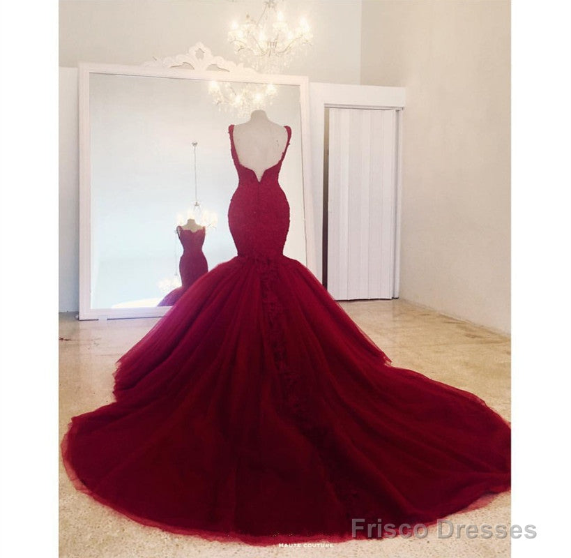 Elegant Lace Embroidery Sweetheart Mermaid Tulle Prom Evening Dresses Secondary image