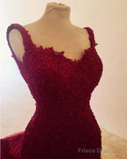 Elegant Lace Embroidery Sweetheart Mermaid Tulle Prom Evening Dresses
