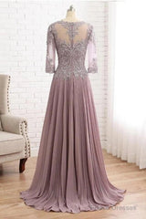 Elegant Lace Jewelry Collar With 3/4 Sleeves Mother Of The Bride Dresses