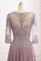 Elegant Lace Jewelry Collar With 3/4 Sleeves Mother Of The Bride Dress