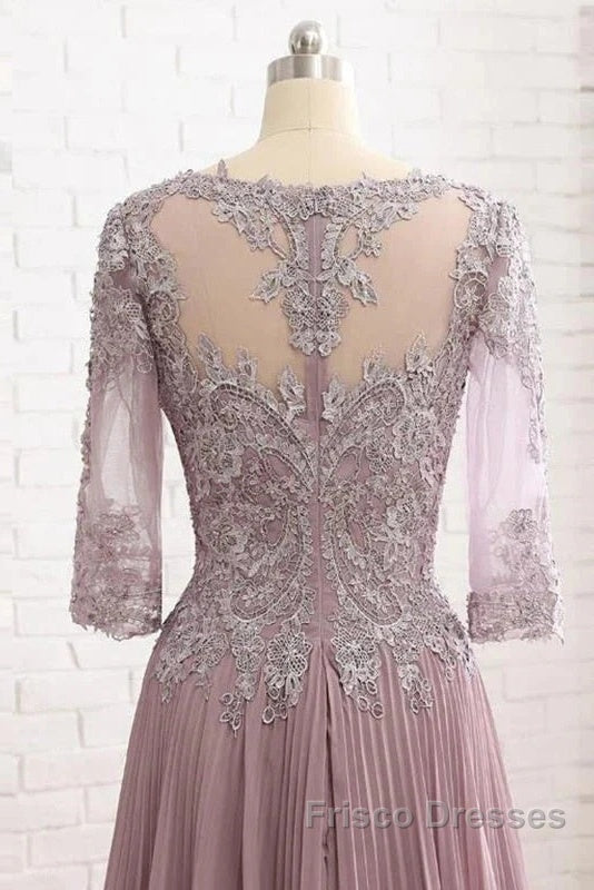 Elegant Lace Jewelry Collar With 3/4 Sleeves Mother Of The Bride Dress