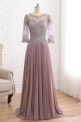 Elegant Lace Jewelry Collar With 3/4 Sleeves Mother Of The Bride Dresses