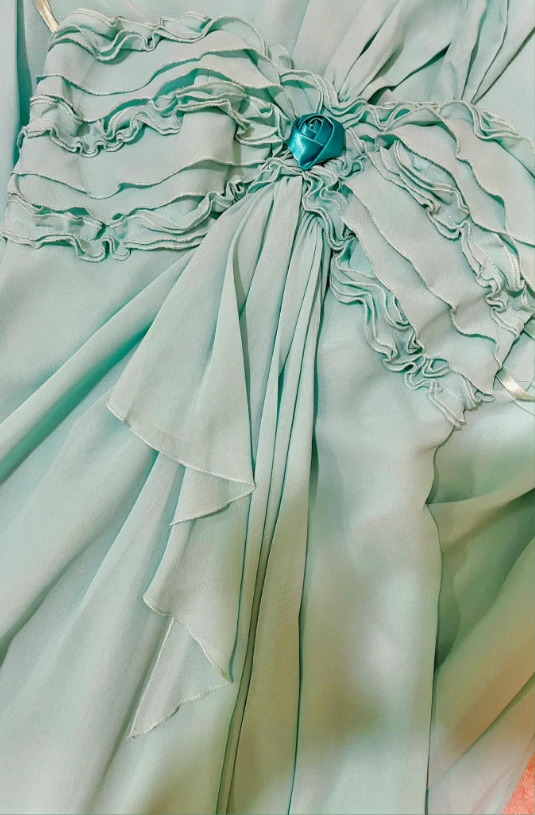 Elegant Lake Green One Shoulder Chiffon Off Shoulder Long Prom Dress