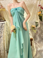 Elegant Lake Green One Shoulder Chiffon Off Shoulder Long Prom Dress