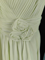 Elegant Light Green A-Line V-Neck Sleeveless Ruffled Chiffon Long Prom Dress Evening Dress