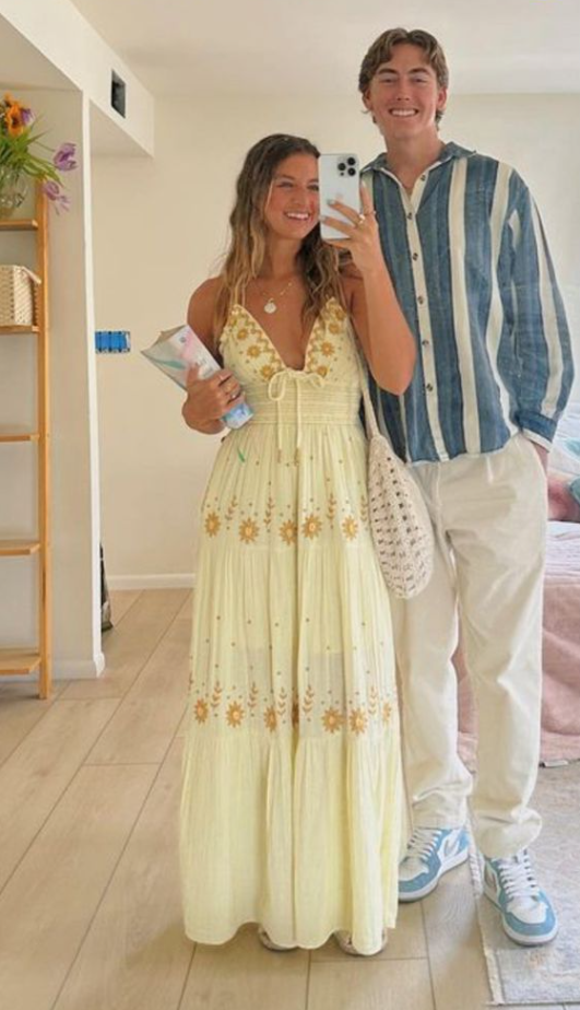 2026 New A Line Spaghetti Strap Embroidered Light Yellow Satin Prom Dress Outfits