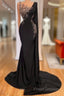 Elegant Long Black Mermaid Beading Lace Formal Prom Dress