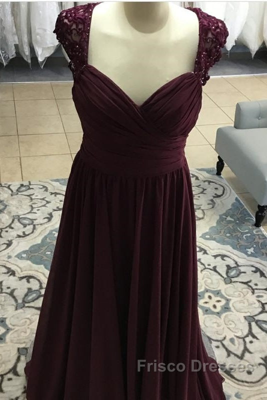 Elegant Long Chiffon Backless Bridesmaid Dress Lace Cap Sleeves Secondary image