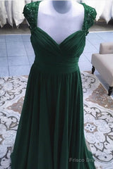 Elegant Long Chiffon Backless Bridesmaid Dresses Lace Cap Sleeves