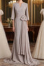 Elegant Mermaid 3/4 Long Sleeved Chiffon Bra With Belt Bride Mother Of The Bride Dress