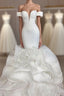 Elegant Mermaid African Women Wedding Dress Off The Shoulder Ruffles High Quality Satin Birdal White Wedding Gowns Formal Prom Dress