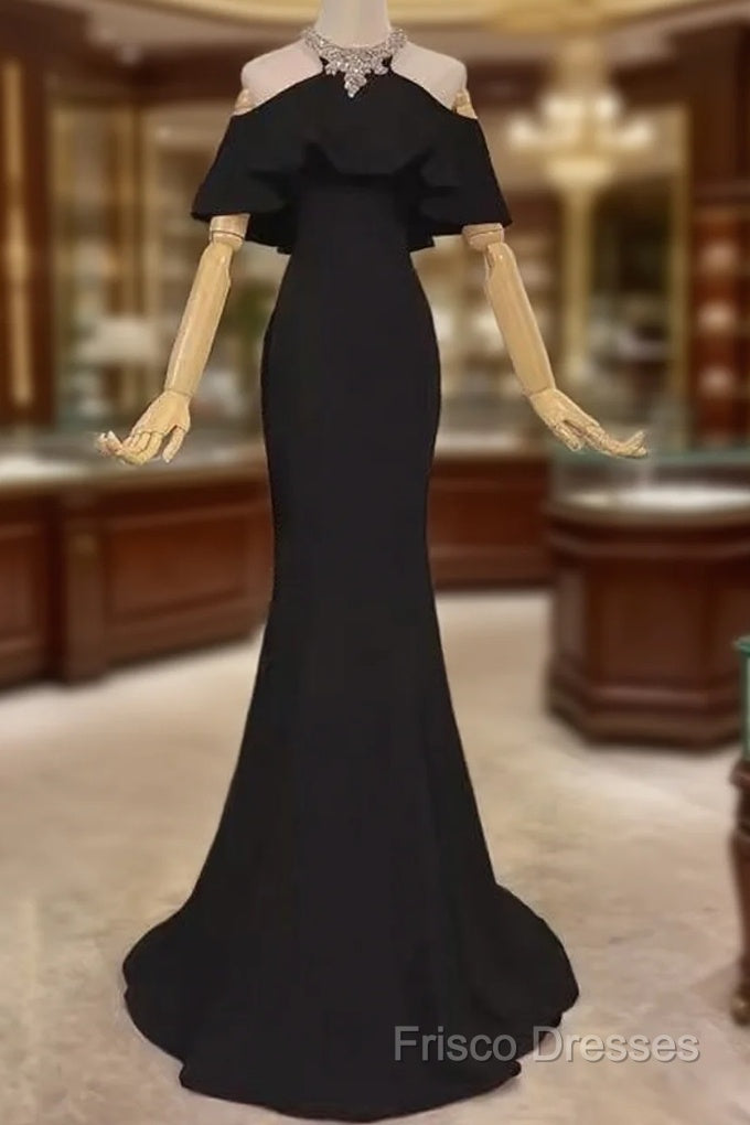 Elegant Mermaid Black Long Formal Prom Dress Formal Dress Main image