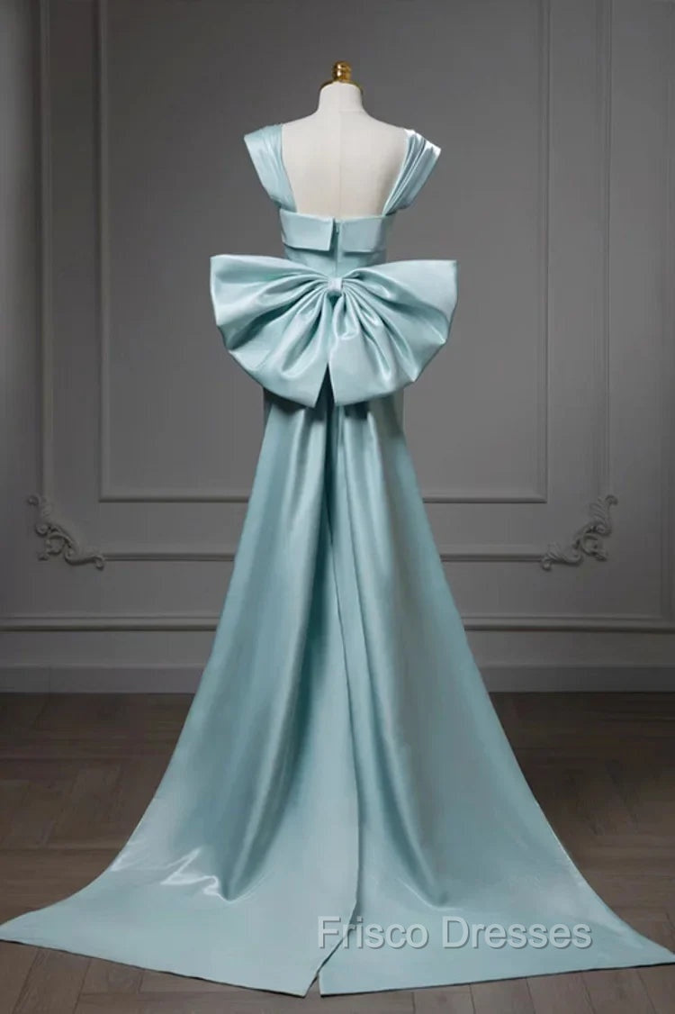 Elegant Mermaid Bow Satin Long Evening Dress Formal Prom Dress Secondary image